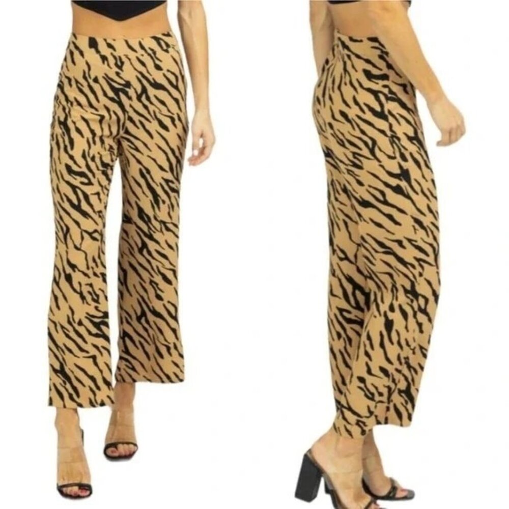 Anthropologie High Waist Animal Print Trouser Ankle Dress Pants - Size Small